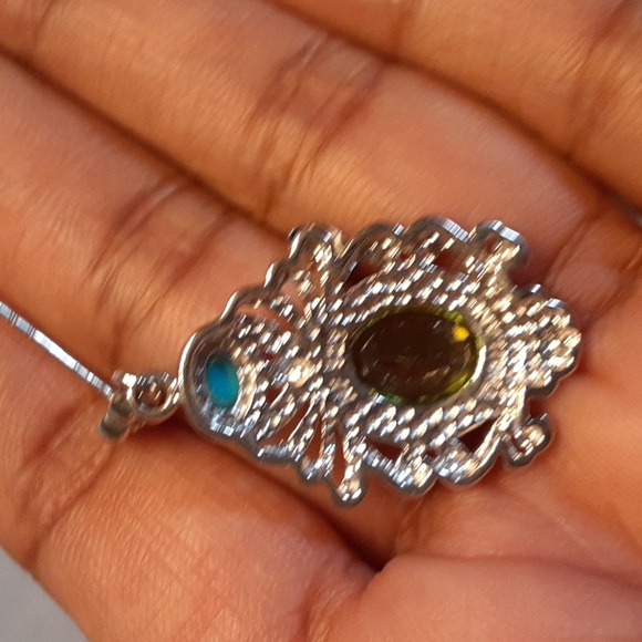 925 Genuine, Untreated Peridot and Sleeping Beauty Turquoise.  Bold. - Picture 8 of 8